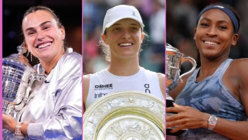 Pictured L-R: Aryna Sabalenka, Iga Swiatek, and Coco Gauff.
