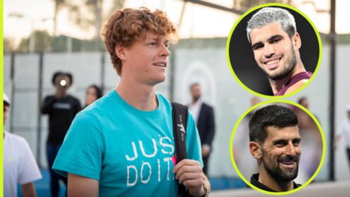 Jannik Sinner, Carlos Alcaraz and Novak Djokovic