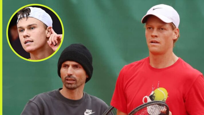 Jannik Sinner, Simone Vagnozzi and Holger Rune