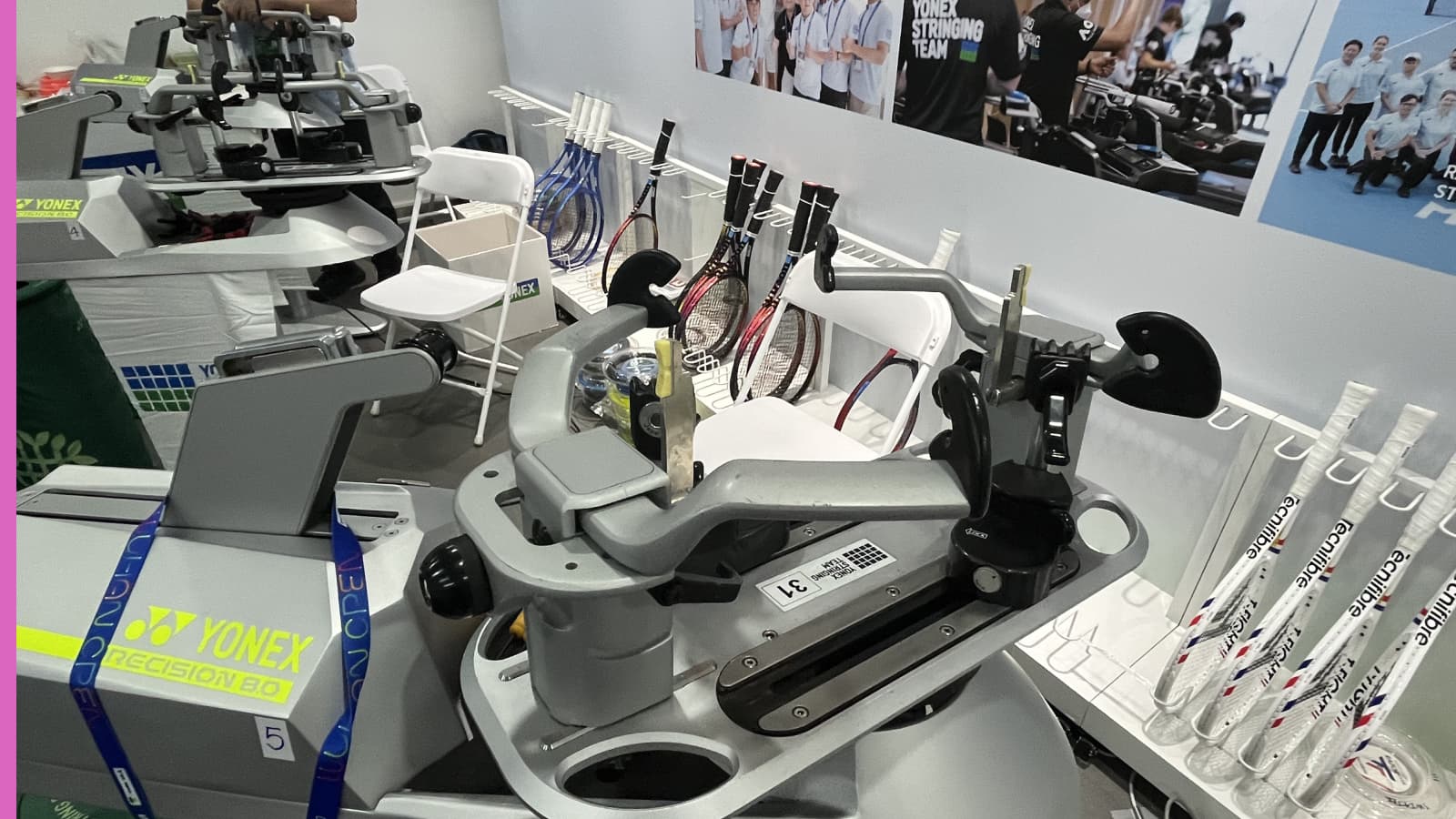 Stringing machine at the Wuhan Open