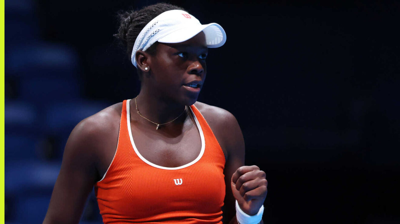 Pictured: Victoria Mboko pleased