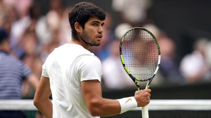 Carlos Alcaraz at Wimbledon in 2023.