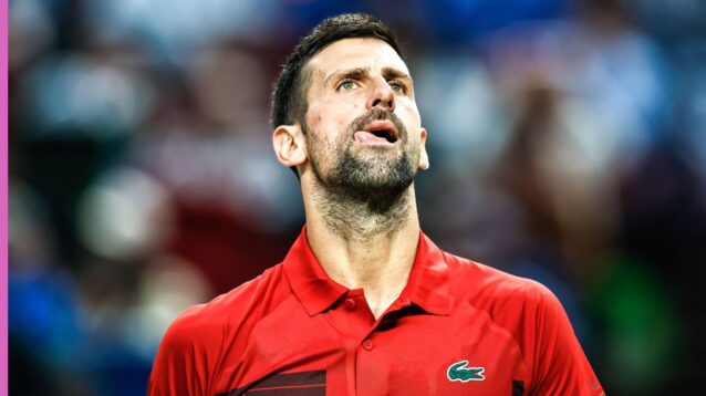 Novak Djokovic exhales