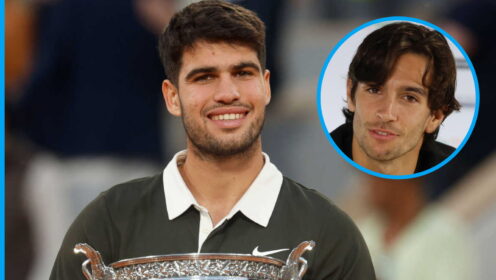 Pictured: Carlos Alcaraz and Lorenzo Musetti.