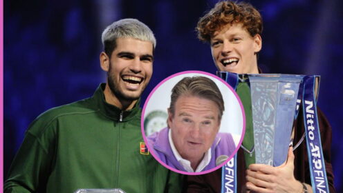 Pictured: Carlos Alcaraz, Jannik Sinner, and Jimmy Connors.