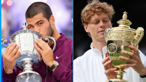 Pictured L-R: Carlos Alcaraz and Jannik Sinner.