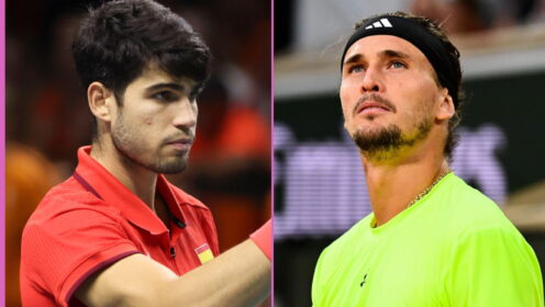 Pictured L-R: Carlos Alcaraz and Alexander Zverev.