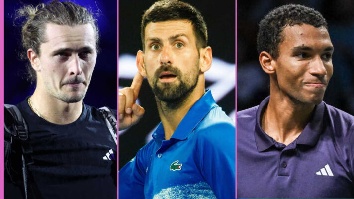 Pictured: Alexander Zverev, Novak Djokovic and Felix Auger-Aliassime