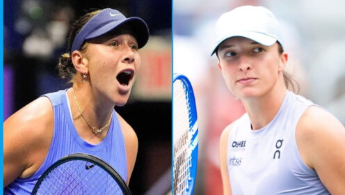 Pictured L-R: Amanda Anisimova and Iga Swiatek.