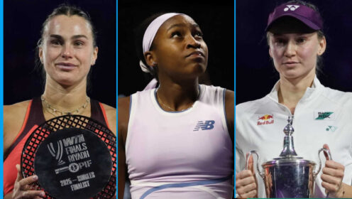 Pictured: Aryna Sabalenka, Coco Gauff and Elena Rybakina