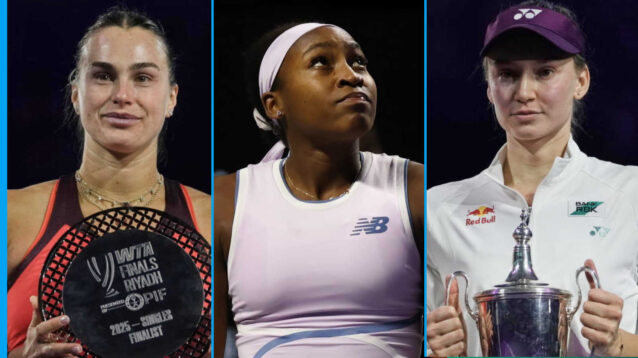 Pictured: Aryna Sabalenka, Coco Gauff and Elena Rybakina