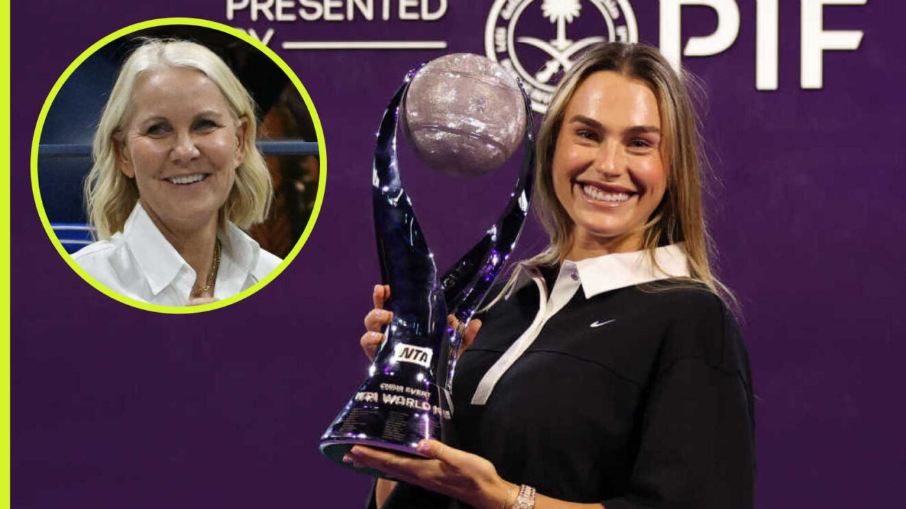 Pictured: Aryna Sabalenka with Rennae Stubbs inset