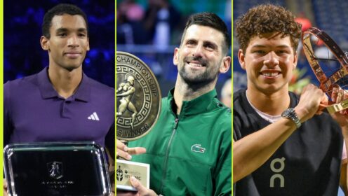 Felix Auger-Aliassime, Novak Djokovic and Ben Shelton
