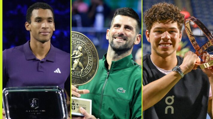 Felix Auger-Aliassime, Novak Djokovic and Ben Shelton