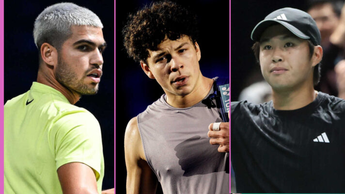 Pictured: Carlos Alcaraz, Ben Shelton and Learner Tien