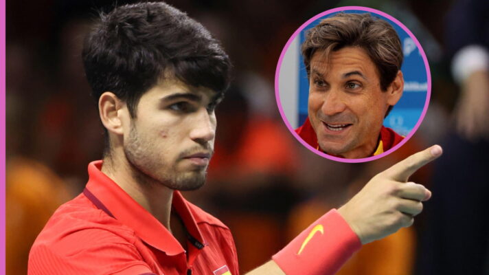 Pictured: Carlos Alcaraz and David Ferrer.
