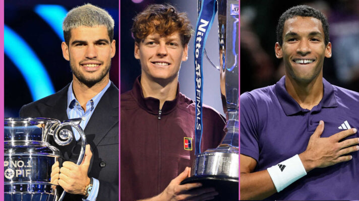 Pictured: Carlos Alcaraz, Jannik Sinner and Felix Auger-Aliassime