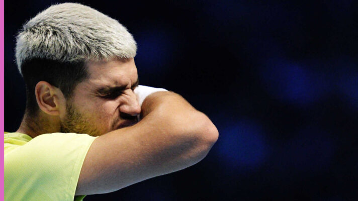 Pictured: Carlos Alcaraz during a match