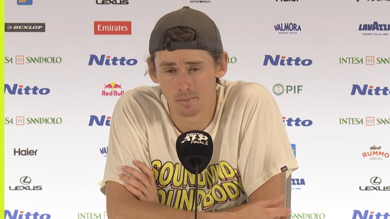 Alex de Minaur speaks to the media