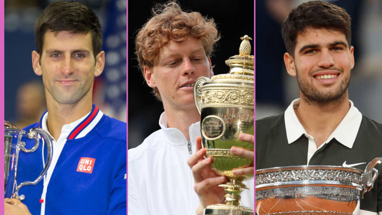 Pictured L-R: Novak Djokovic, Jannik Sinner, and Carlos Alcaraz.
