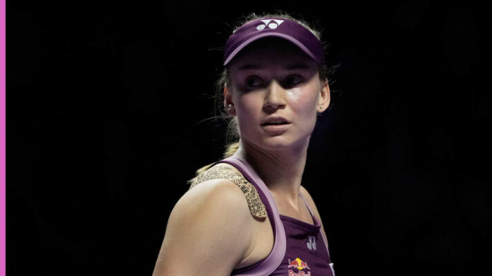 Pictured: Elena Rybakina during a match