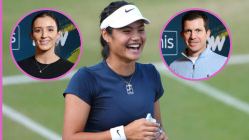 Pictured: Emma Raducanu with insets of Laura Robson and Tim Henman