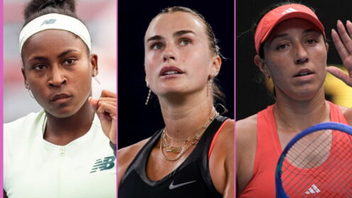 Pictured L-R: Coco Gauff, Aryna Sabalenka, Jessica Pegula.
