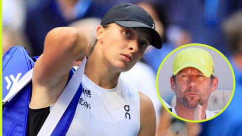 Pictured: Iga Swiatek with inset of her coach Wim Fissette