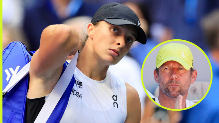 Pictured: Iga Swiatek with inset of her coach Wim Fissette