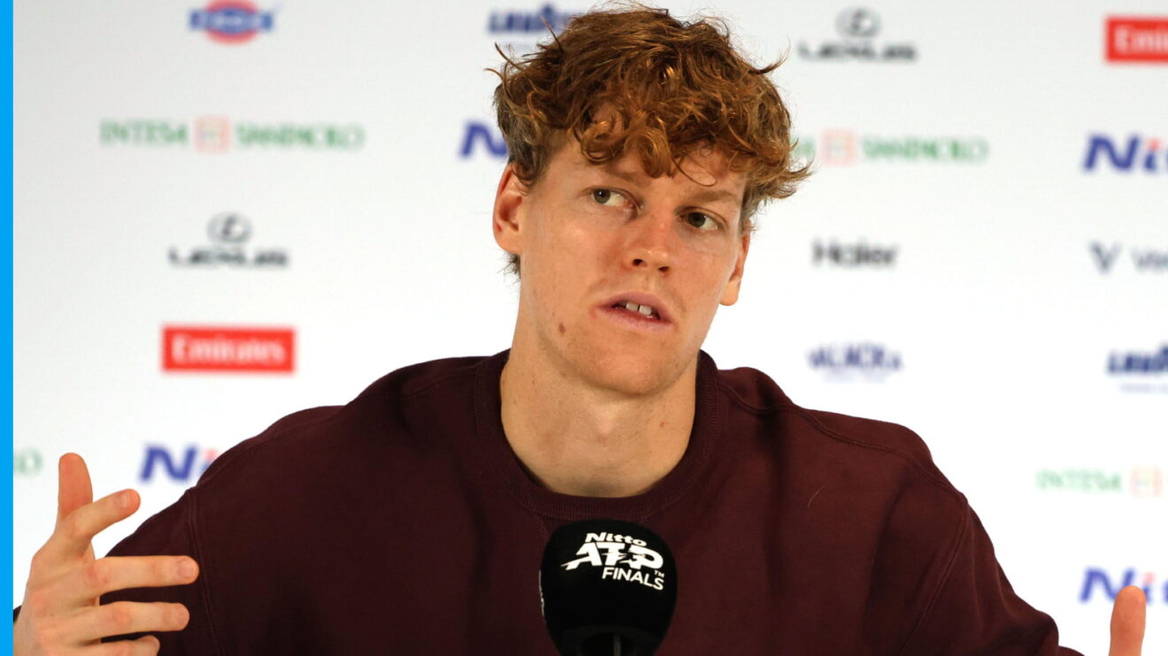 Pictured: Jannik Sinner speaks during a press conference.