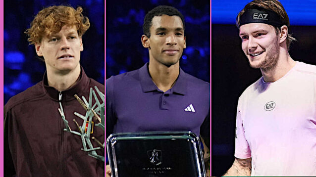 Pictured: Jannik Sinner, Felix Auger-Aliassime and Alexander Bublik