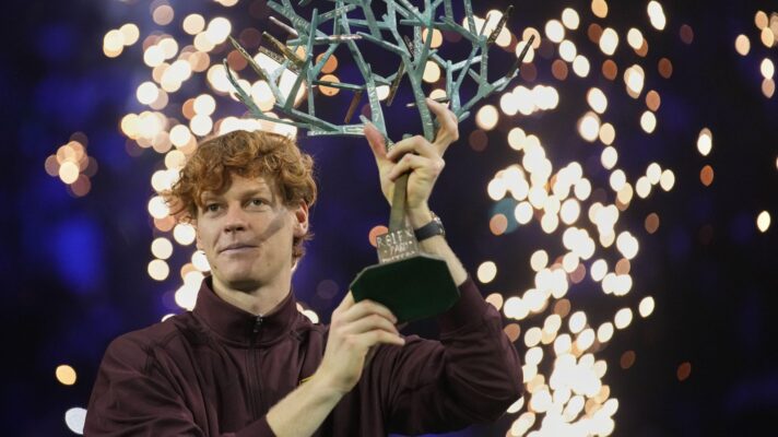 Pictured: Jannik Sinner lifts the 2025 Paris Masters title.