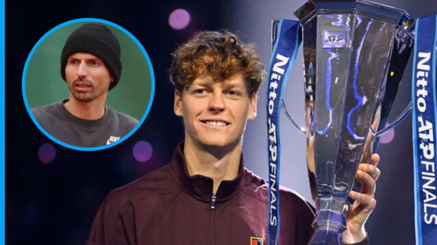 Pictured: Jannik Sinner and coach Simone Vagnozzi.