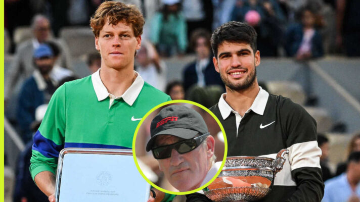 Pictured: Jannik Sinner and Carlos Alcaraz with inset of Brad Gilbert