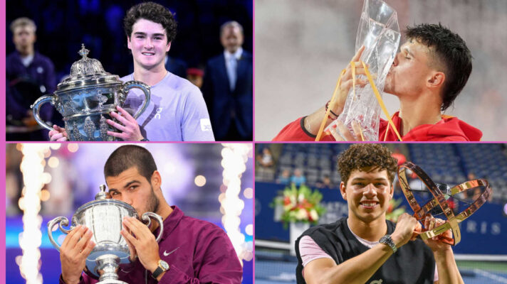 Pictured: Joao Fonseca, Jakub Mensik, Carlos Alcaraz and Ben Shelton