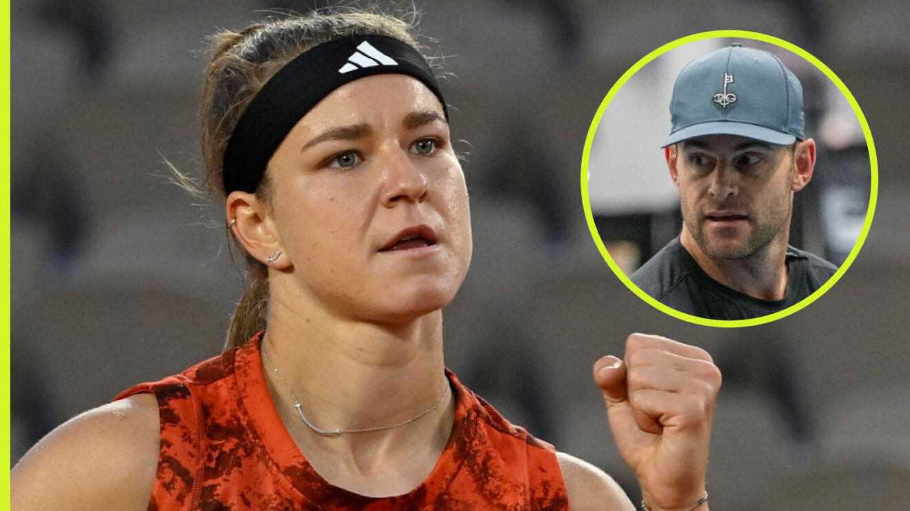 Pictured: Karolina Muchova with inset of Andy Roddick