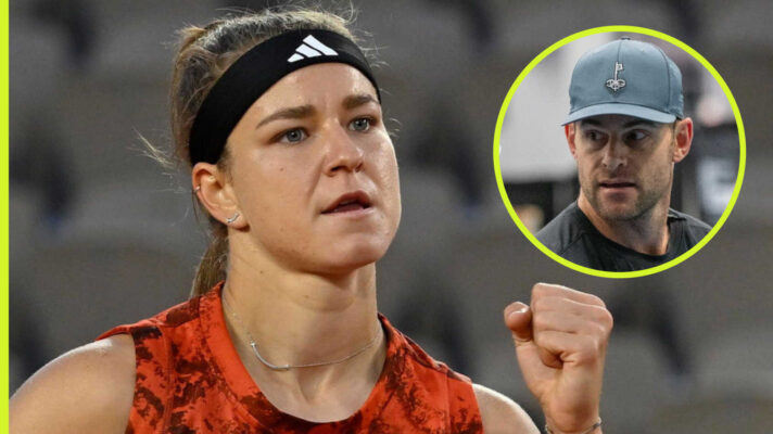 Pictured: Karolina Muchova with inset of Andy Roddick