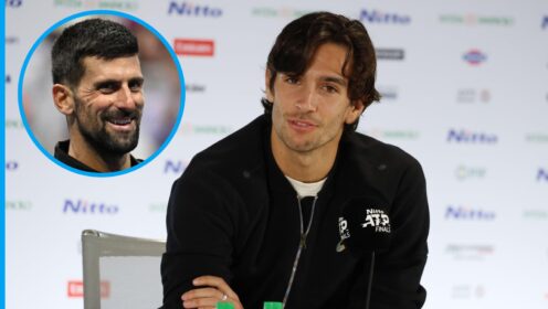 Lorenzo Musetti and Novak Djokovic