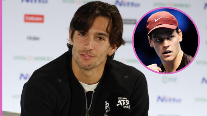 Pictured: Lorenzo Musetti and Jannik Sinner.