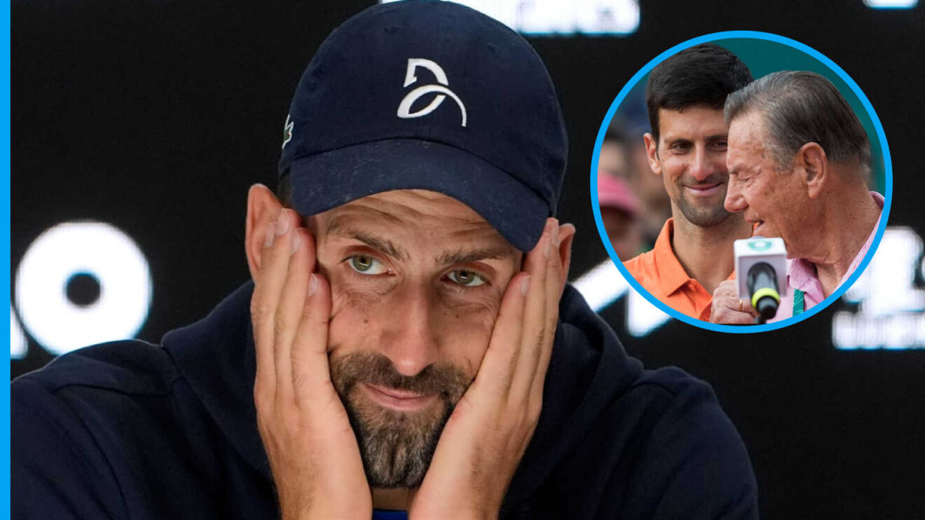 Pictured: Novak Djokovic with inset of Nikola Pilic