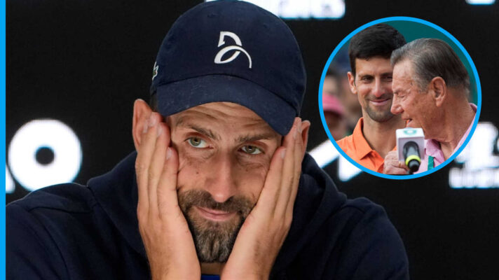 Pictured: Novak Djokovic with inset of Nikola Pilic