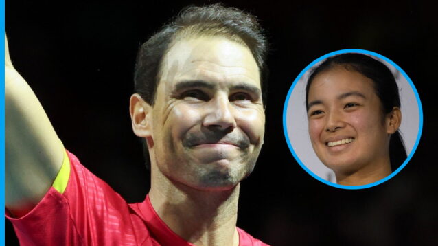 Pictured: Rafael Nadal and Alex Eala.