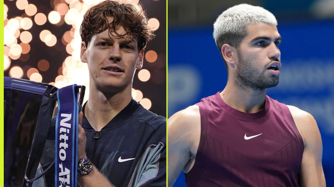 Pictured L-R: Jannik Sinner and Carlos Alcaraz.