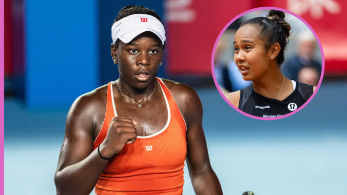 Pictured: Victoria Mboko with inset of Leylah Fernandez