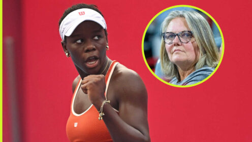 Pictured: Victoria Mboko with inset of Nathalie Tauziat