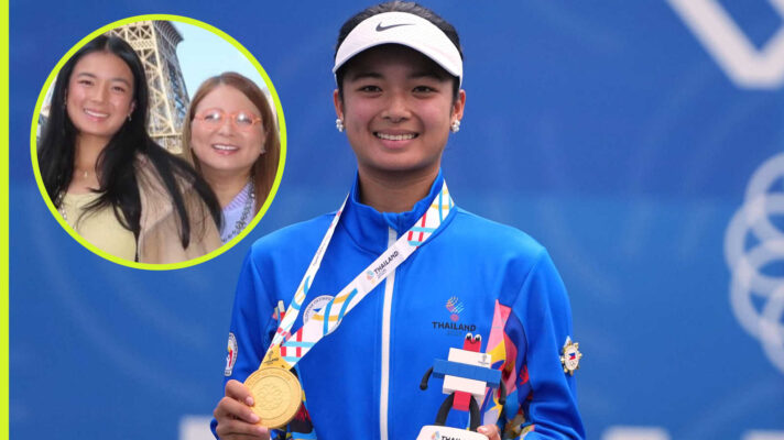 Pictured: Alex Eala with inset of her mother