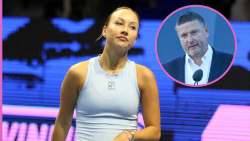 Pictured: Anastasia Potapova with inset of Yevgeny Kafelnikov