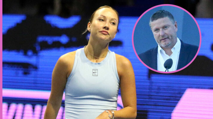 Pictured: Anastasia Potapova with inset of Yevgeny Kafelnikov