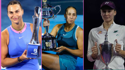 Pictured: Aryna Sabalenka, Madison Keys and Elena Rybakina