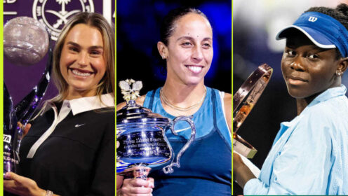 Pictured: Aryna Sabalenka, Madison Keys and Victoria Mboko